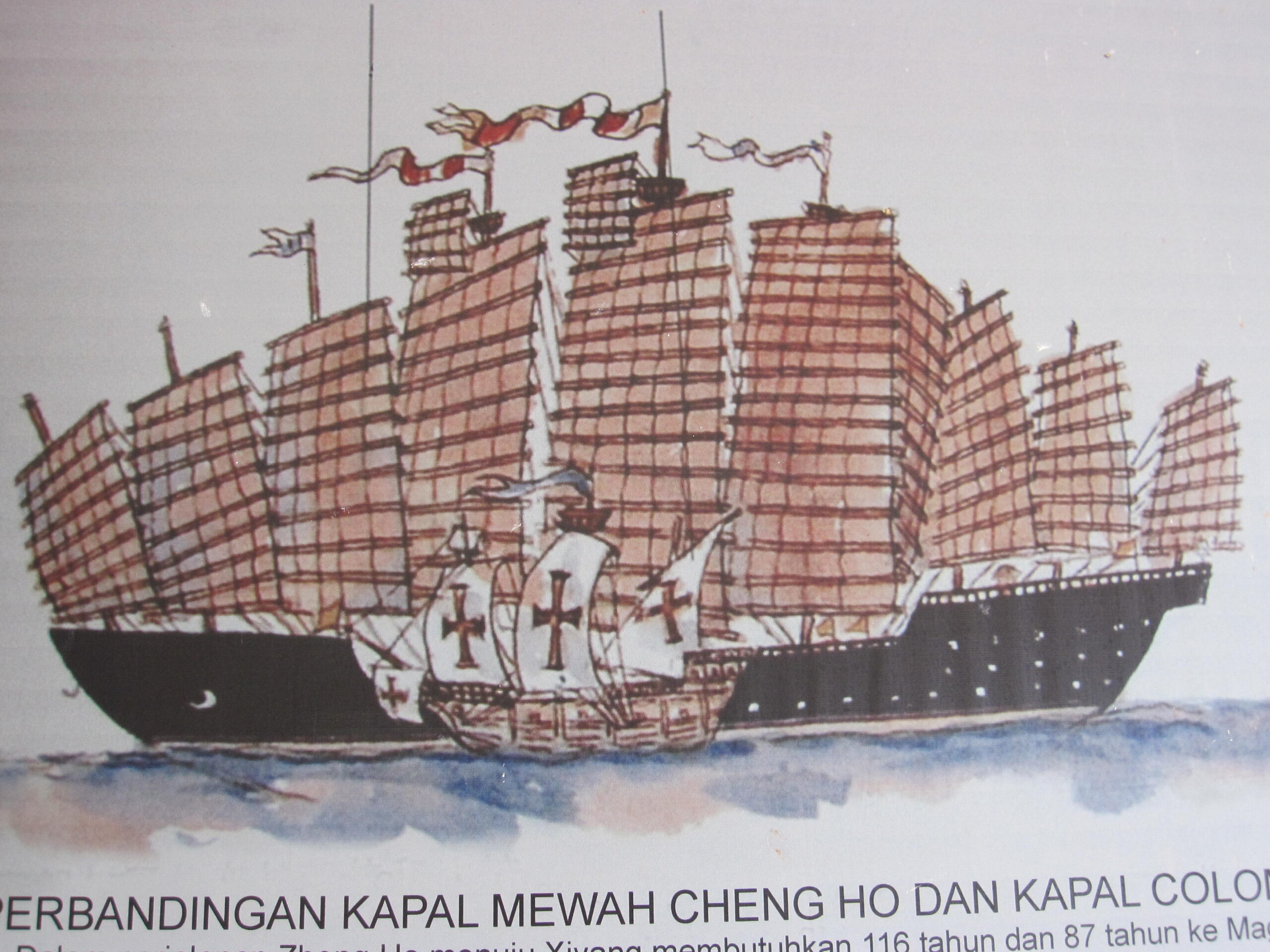 Zheng He treasure ship compared to Columbus Santa Maria