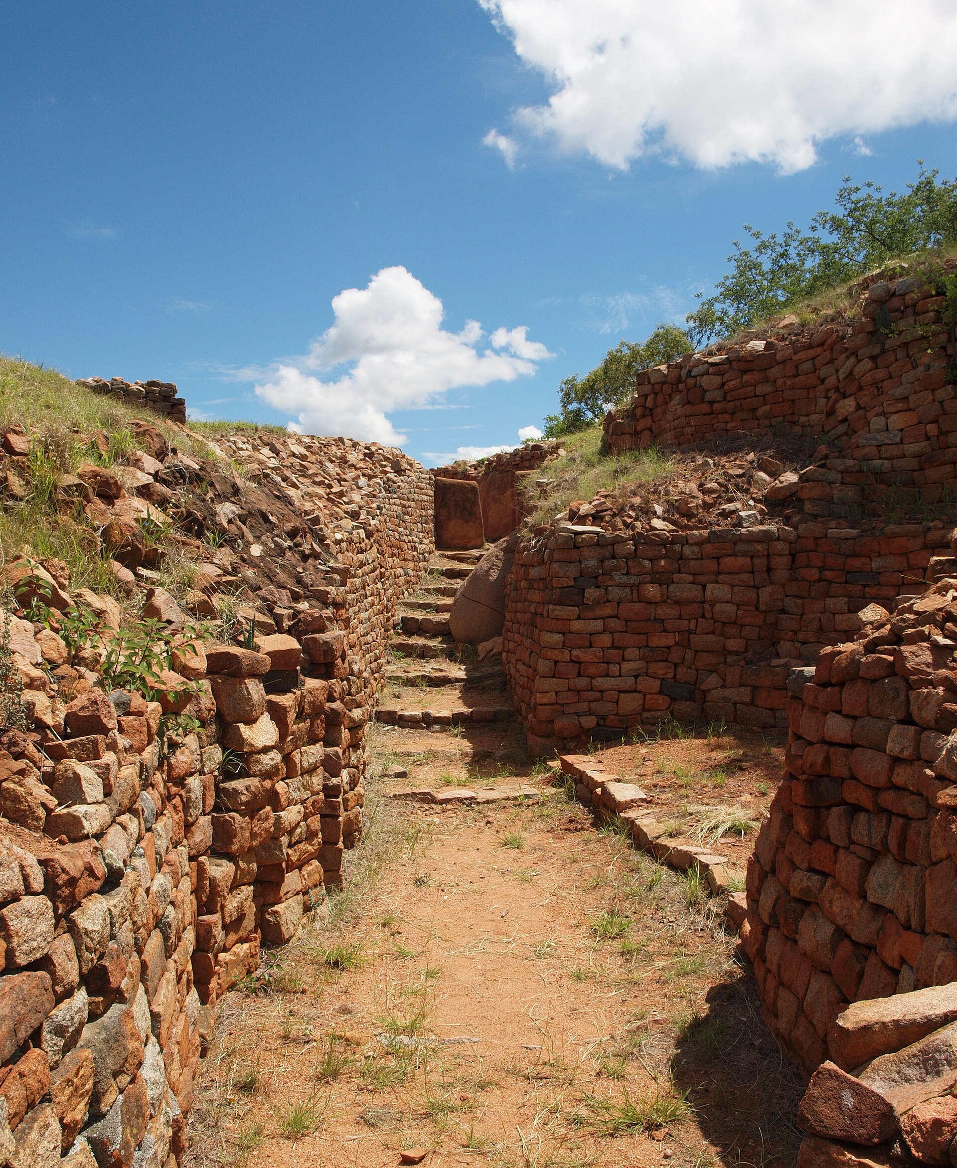 The terraced dry-stone walls of the Khami Ruins, a UNESCO World Heritage Site near Bulawayo.
